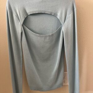 Light Blue Open Back Sweater